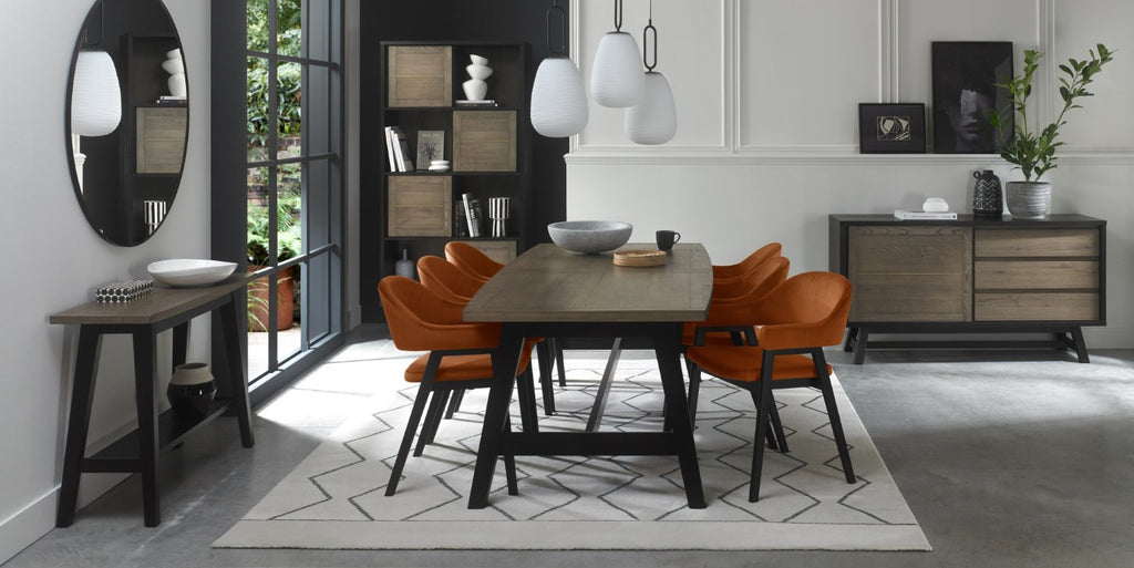 Orange Velvet Fabric Dining Arm Chair - Home Furniture Interiors