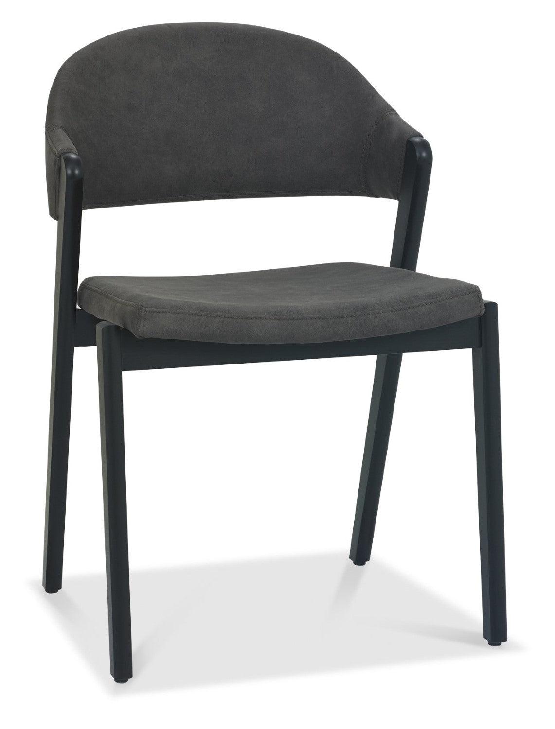 Dark Grey Fabric Black Frame Curved Back Dining Chair - Home Furniture Interiors