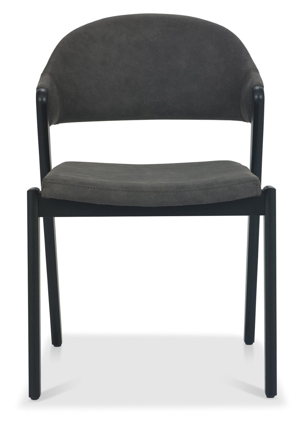 Dark Grey Fabric Black Frame Curved Back Dining Chair - Home Furniture Interiors