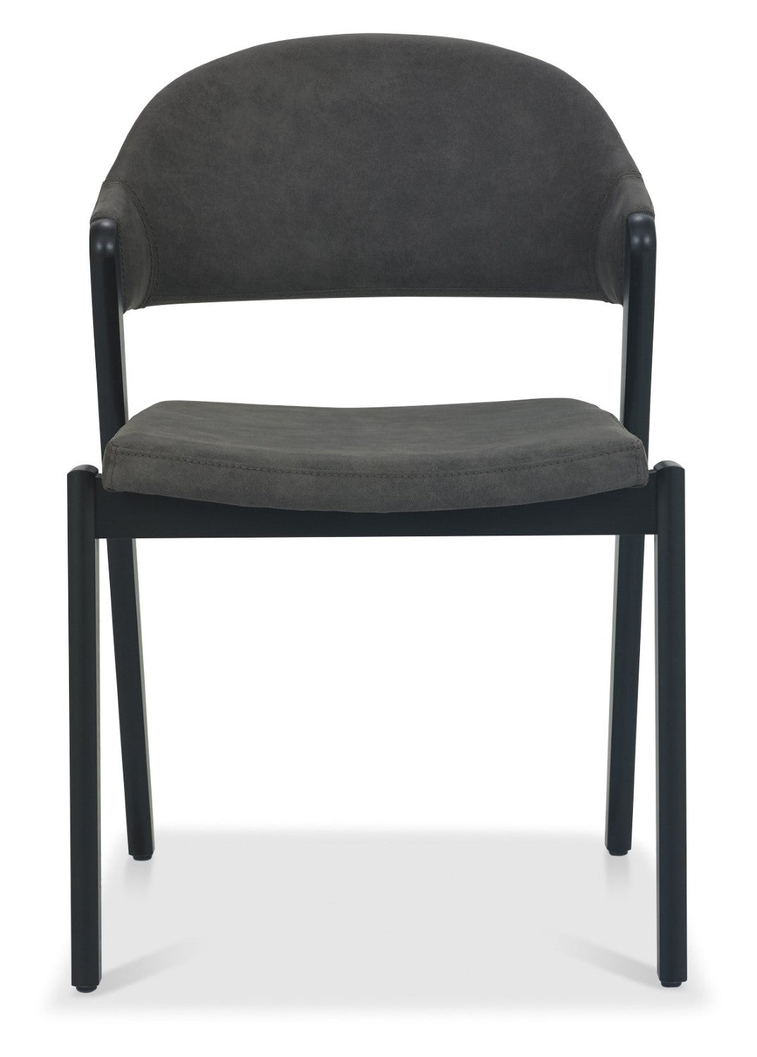 Dark Grey Fabric Black Frame Curved Back Dining Chair - Home Furniture Interiors