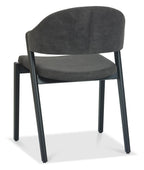 Dark Grey Fabric Black Frame Curved Back Dining Chair - Home Furniture Interiors