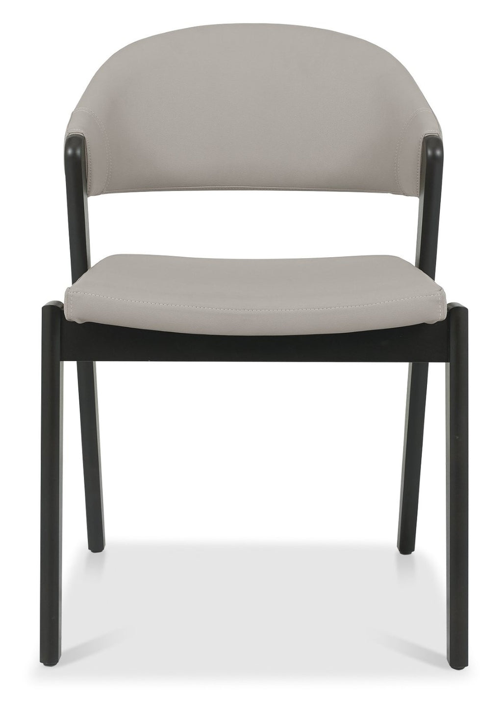 Grey Leather Curved Retro Dining Chair Peppercorn Legs - Home Furniture Interiors