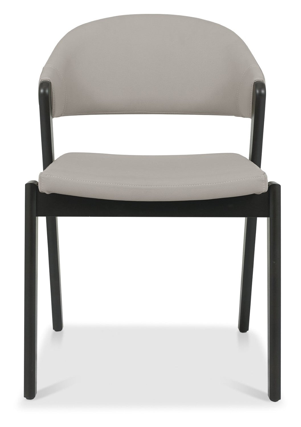Grey Leather Curved Retro Dining Chair Peppercorn Legs - Home Furniture Interiors