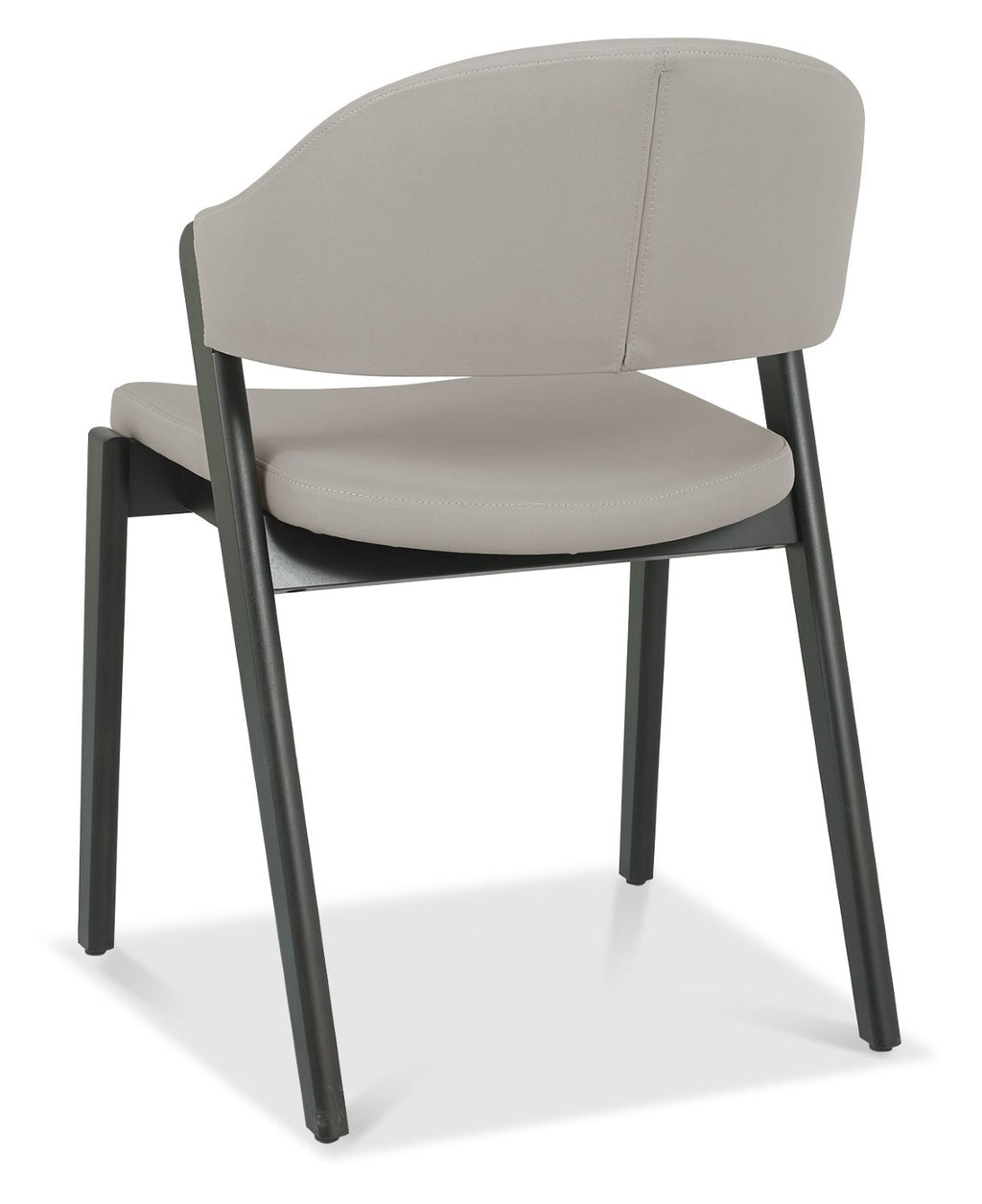 Grey Leather Curved Retro Dining Chair Peppercorn Legs - Home Furniture Interiors