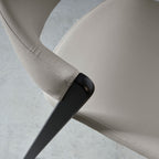 Grey Leather Curved Retro Dining Chair Peppercorn Legs - Home Furniture Interiors