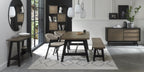 Grey Leather Curved Retro Dining Chair Peppercorn Legs - Home Furniture Interiors