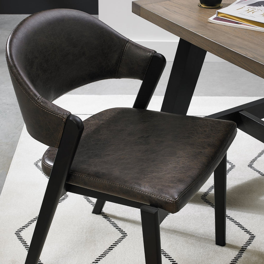Vintage Fabric Upholstered Curved Back Dining Chair - Home Furniture Interiors