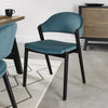 Blue Velvet Carved Back Dining Chair with Black Frame