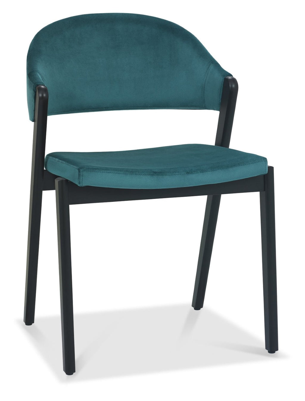 Blue Velvet Carved Back Dining Chair with Black Frame - Home Furniture Interiors