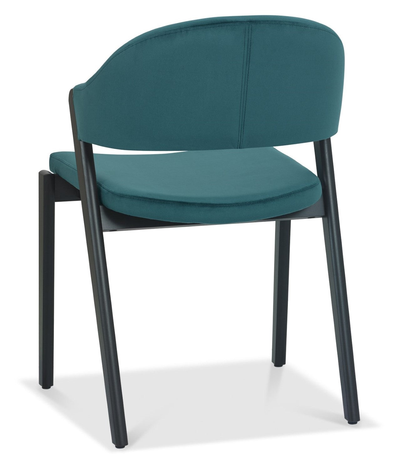 Blue Velvet Carved Back Dining Chair with Black Frame - Home Furniture Interiors