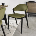 Light Green Fabric Upholstered Curved Back Dining Chair
