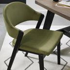 Light Green Fabric Upholstered Curved Back Dining Chair - Home Furniture Interiors