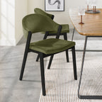 Light Green Fabric Upholstered Curved Back Dining Chair - Home Furniture Interiors