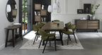 Light Green Fabric Upholstered Curved Back Dining Chair - Home Furniture Interiors