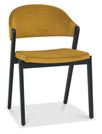 Yellow Velvet Upholstered Dining Chair Peppercorn Legs - Home Furniture Interiors