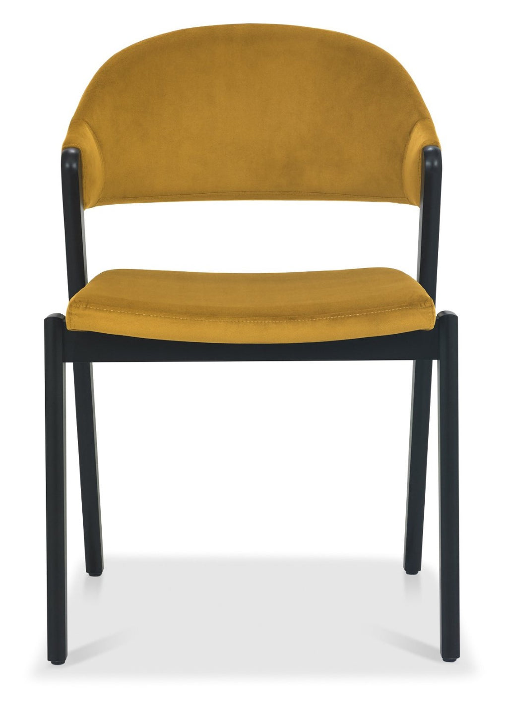 Yellow Velvet Upholstered Dining Chair Peppercorn Legs - Home Furniture Interiors