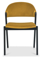 Yellow Velvet Upholstered Dining Chair Peppercorn Legs - Home Furniture Interiors