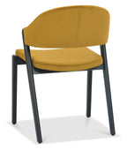 Yellow Velvet Upholstered Dining Chair Peppercorn Legs - Home Furniture Interiors