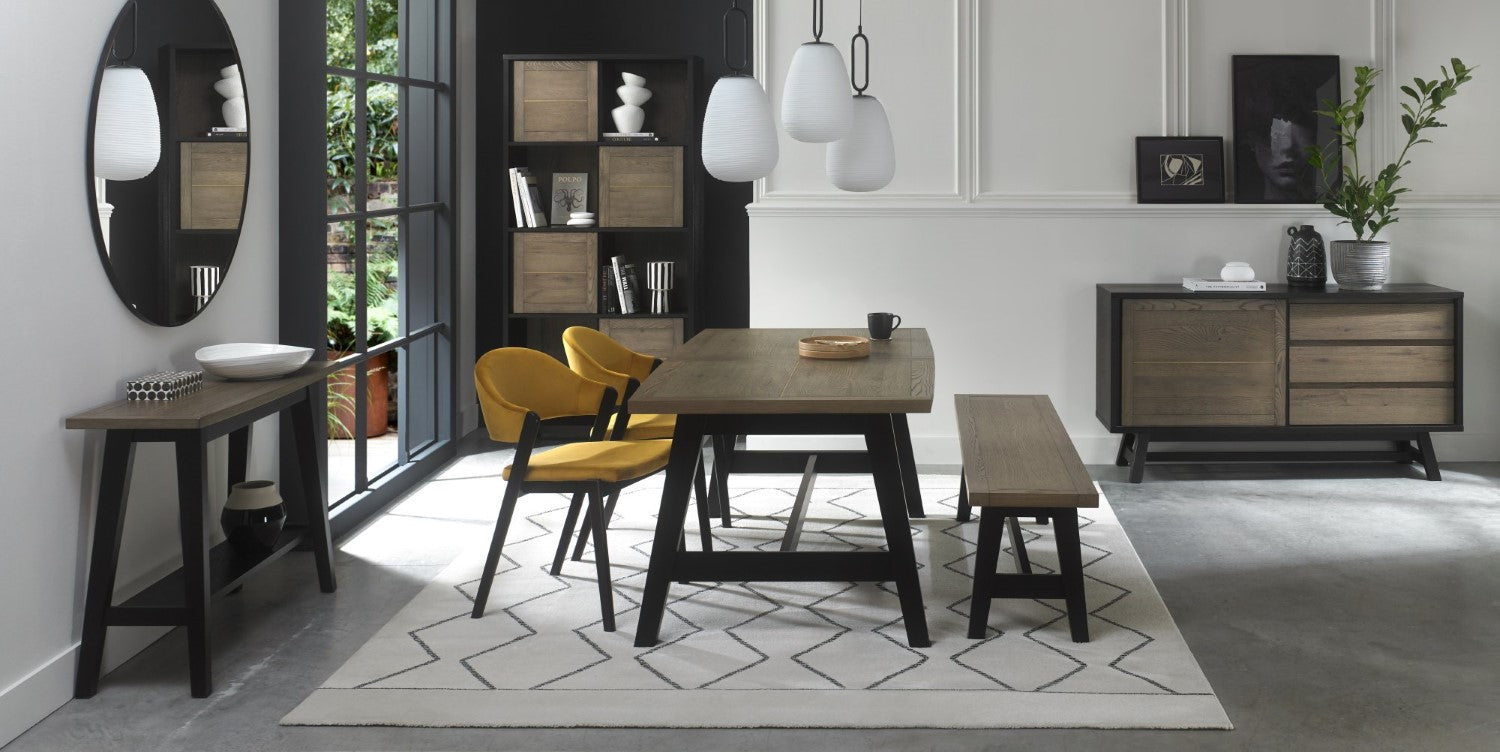 Yellow Velvet Upholstered Dining Chair Peppercorn Legs - Home Furniture Interiors