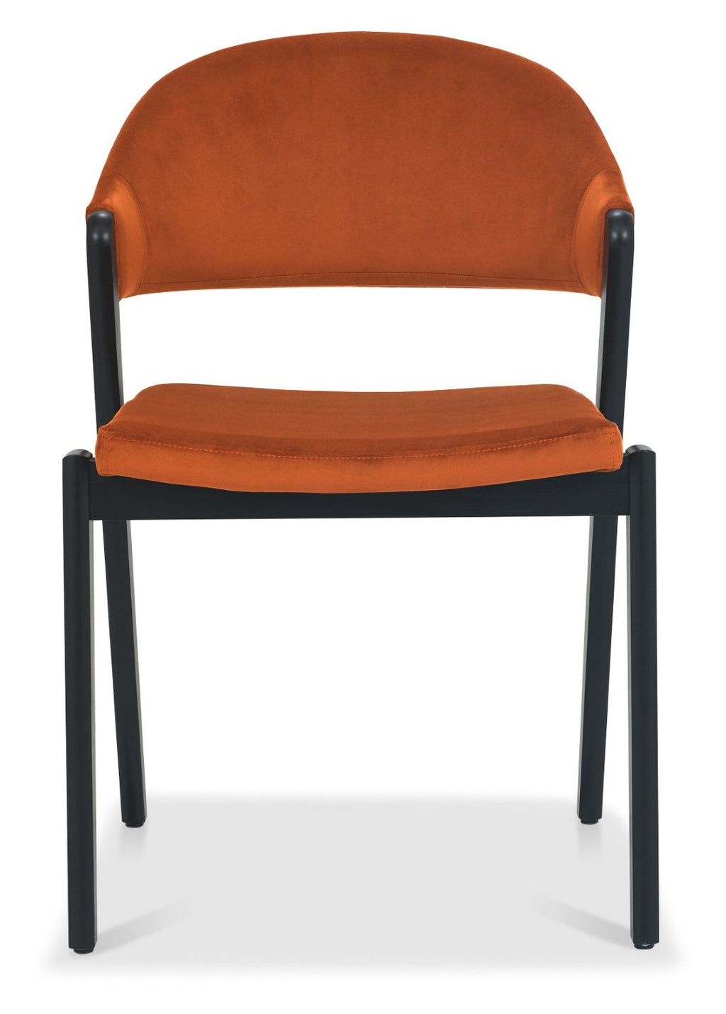 Rust Velvet Fabric Upholstered Curved Back Dining Chair - Home Furniture Interiors