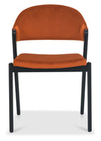 Rust Velvet Fabric Upholstered Curved Back Dining Chair - Home Furniture Interiors