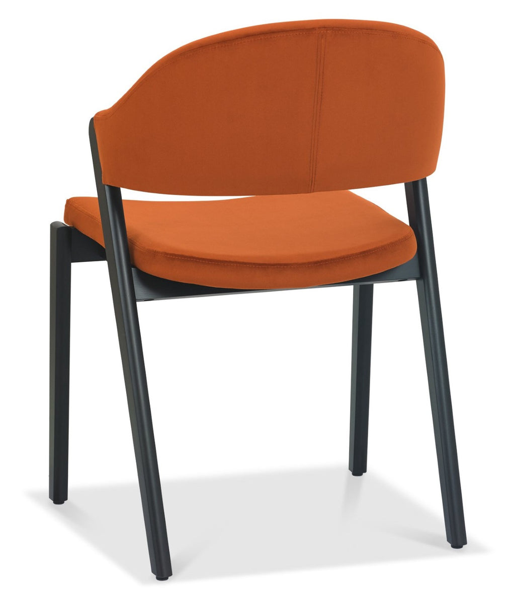 Rust Velvet Fabric Upholstered Curved Back Dining Chair - Home Furniture Interiors