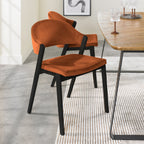 Rust Velvet Fabric Upholstered Curved Back Dining Chair - Home Furniture Interiors