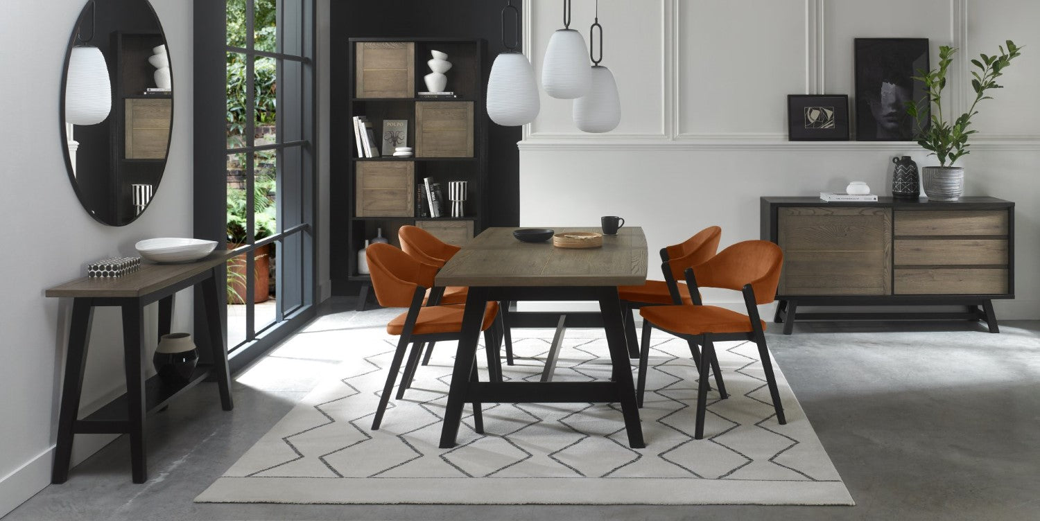 Rust Velvet Fabric Upholstered Curved Back Dining Chair - Home Furniture Interiors