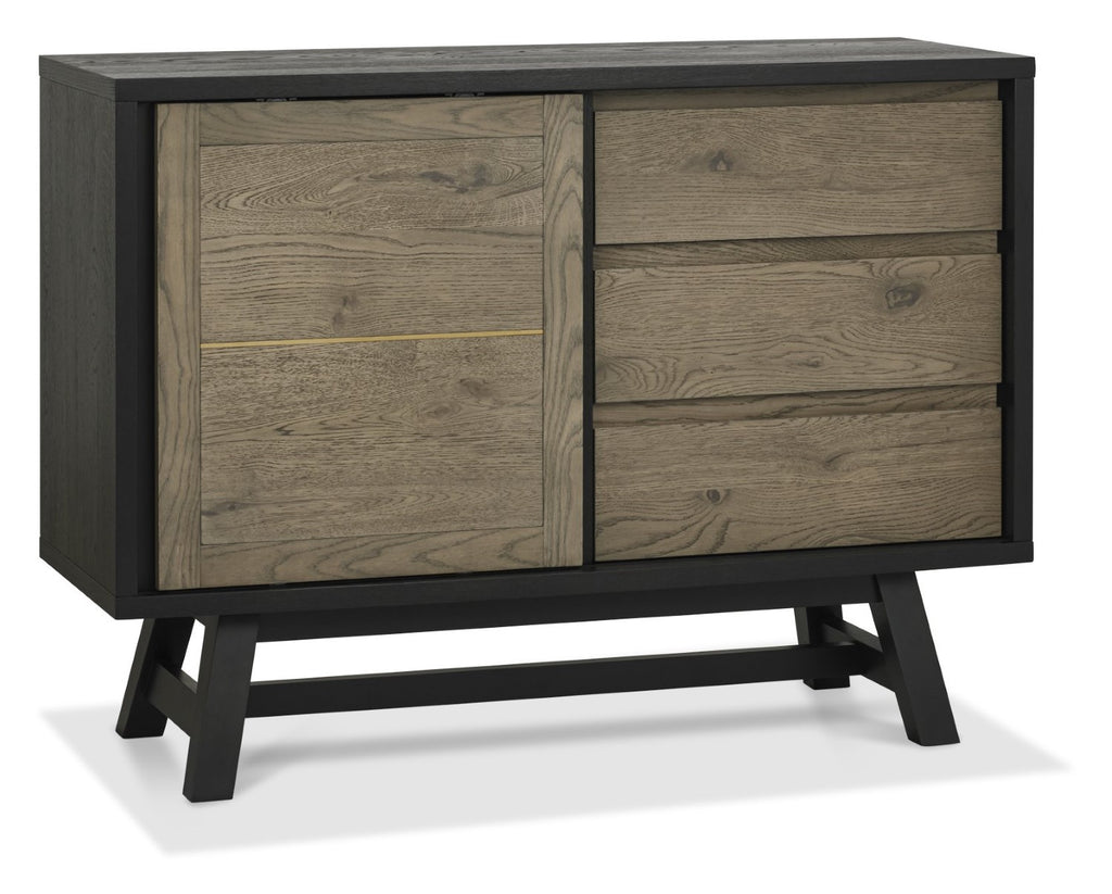 Weathered Oak Sliding Door Sideboard with 3 Drawers - Home Furniture Interiors