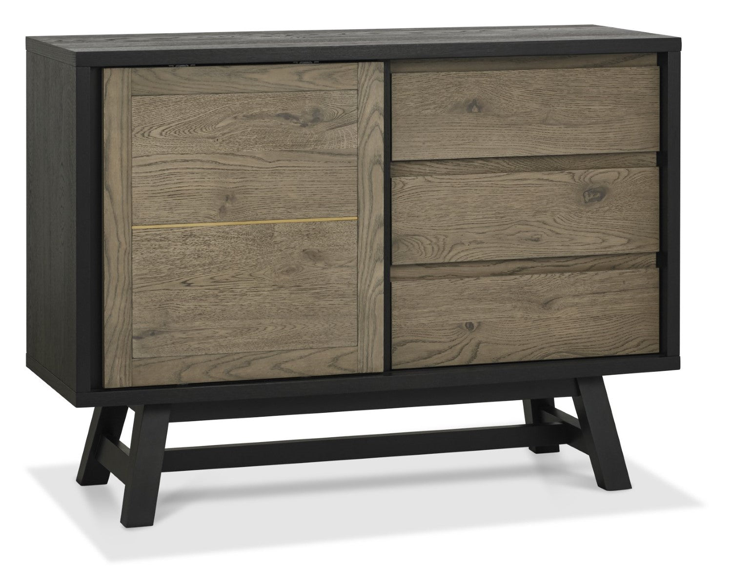Weathered Oak Sliding Door Sideboard with 3 Drawers - Home Furniture Interiors