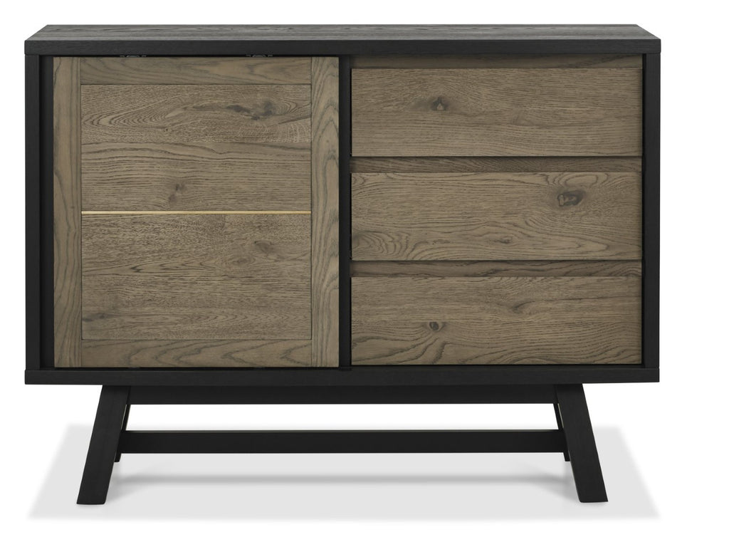 Weathered Oak Sliding Door Sideboard with 3 Drawers - Home Furniture Interiors