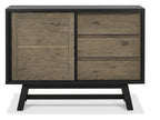 Weathered Oak Sliding Door Sideboard with 3 Drawers - Home Furniture Interiors