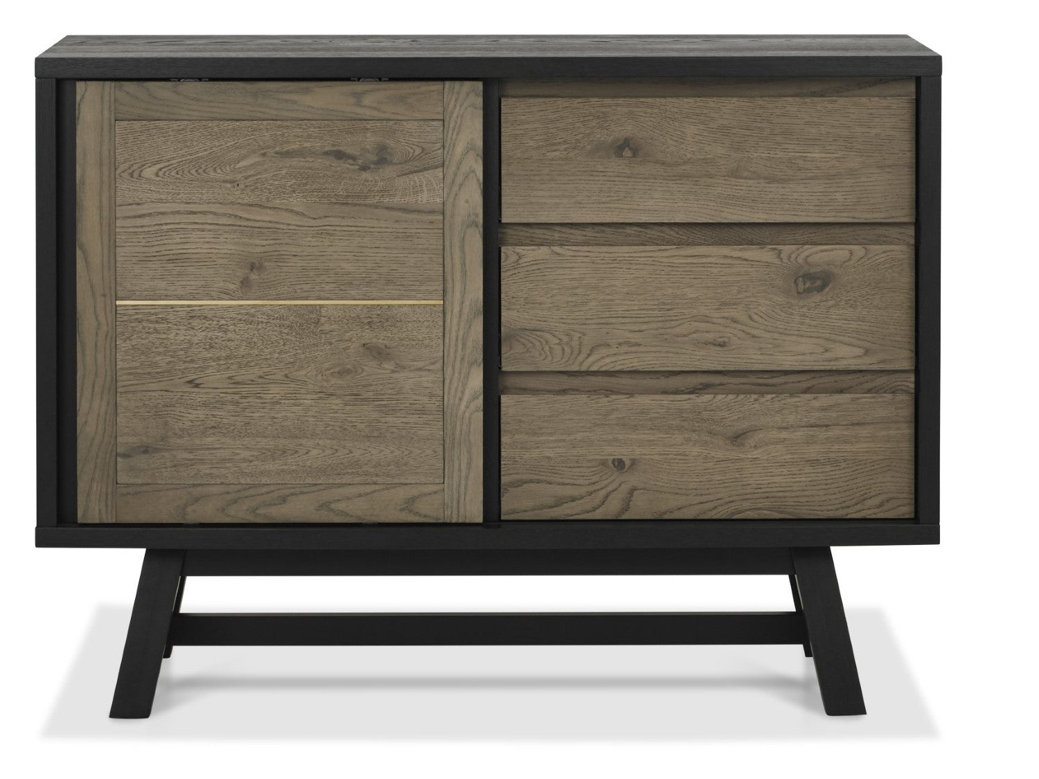 Weathered Oak Sliding Door Sideboard with 3 Drawers - Home Furniture Interiors