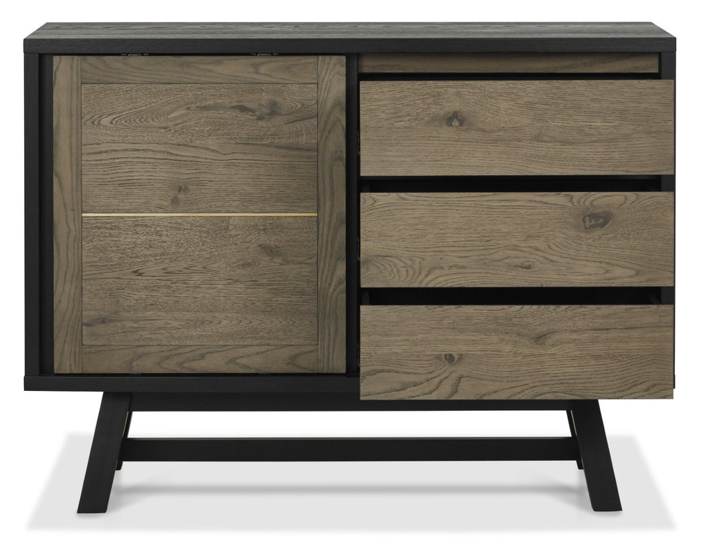 Weathered Oak Sliding Door Sideboard with 3 Drawers - Home Furniture Interiors