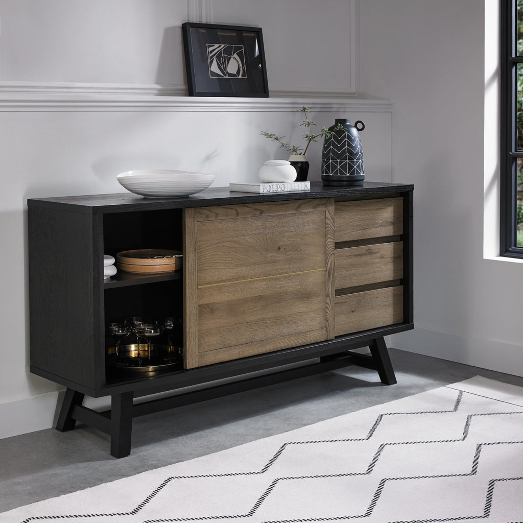 Weathered Dark Oak Sideboard 160cm Wide - Home Furniture Interiors
