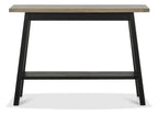 Weathered Oak Console Table with Shelf Black Peppercorn Base - Home Furniture Interiors