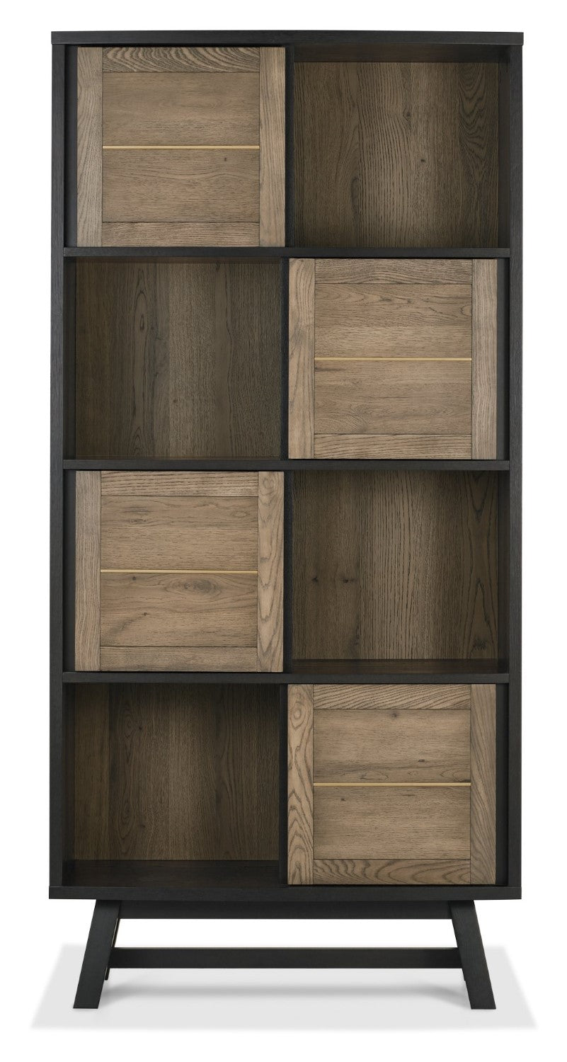 Weathered Oak Tall Display Cabinet with 4 Door Cupboards - Home Furniture Interiors