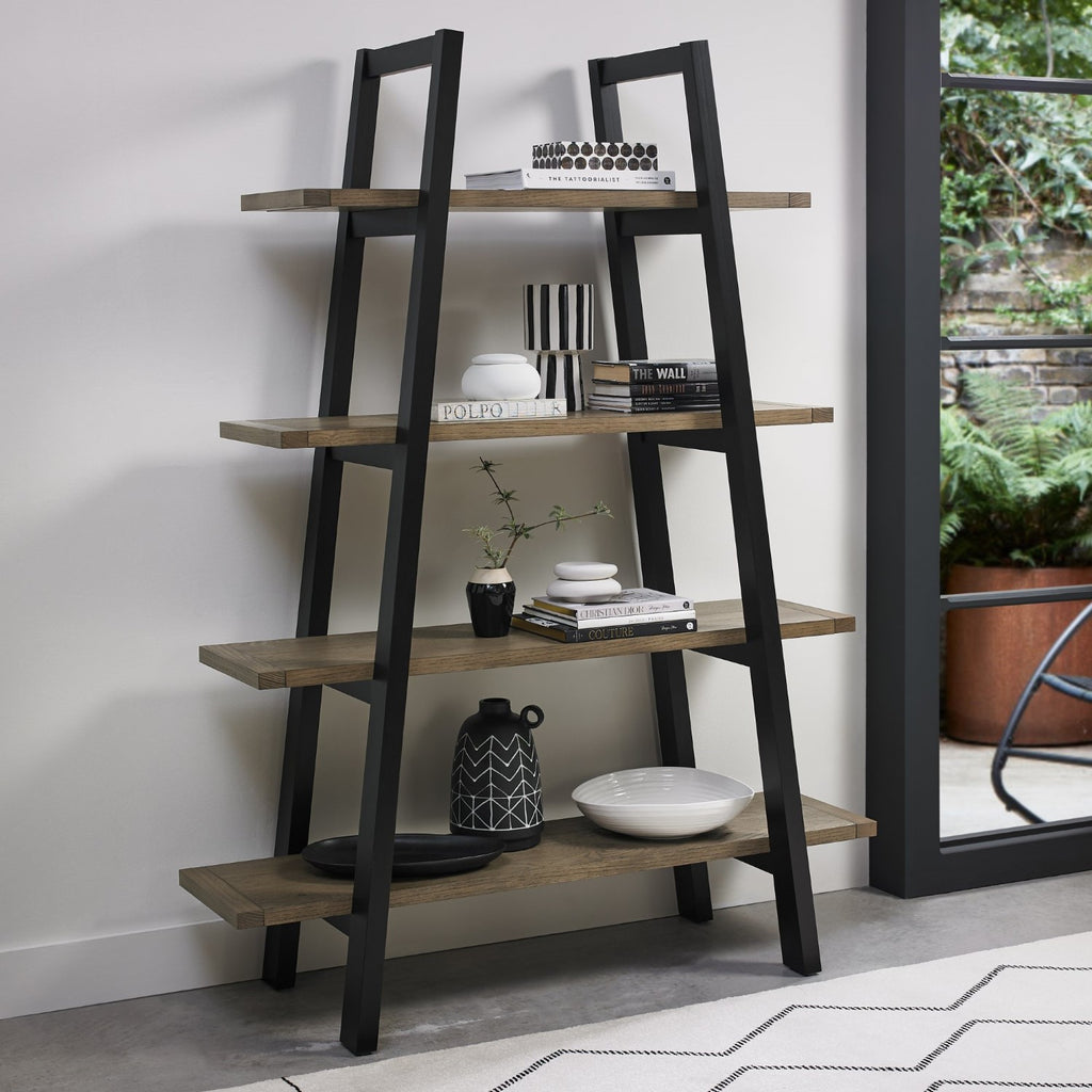 Weathered Oak Open Pyramid Shelving Display Unit