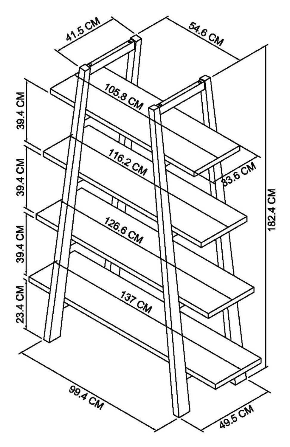Weathered Oak Open Pyramid Shelving Display Unit - Home Furniture Interiors