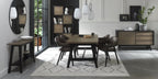 Weathered Oak Dining Table Set 4 Dark Grey Fabric Arm Chairs - Home Furniture Interiors