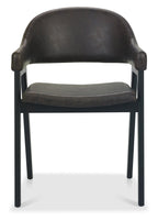 Weathered Oak Dining Table Set 4 Dark Grey Fabric Arm Chairs - Home Furniture Interiors
