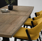 Weathered Oak Extending Dining Table Brass Centre Strip - Home Furniture Interiors