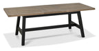 Weathered Oak Extending Dining Table Brass Centre Strip - Home Furniture Interiors