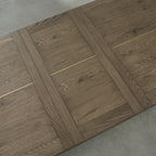 Weathered Oak Extending Dining Table Brass Centre Strip - Home Furniture Interiors