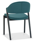 Weathered Oak Dining Table Set 6 Blue Velvet Side Chairs - Home Furniture Interiors
