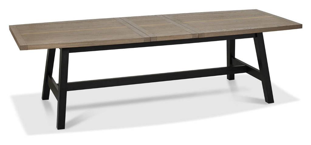 Weathered Oak Extending Dining Table Set 2 Large Benches - Home Furniture Interiors