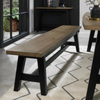 Weathered Dark Oak Large Dining Bench 220cm Wide