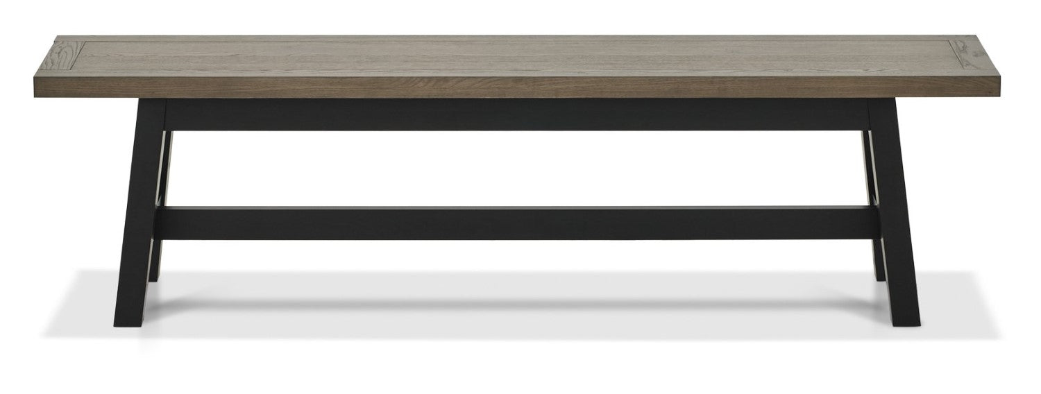 Weathered Oak And Peppercorn Small Dining Bench - Home Furniture Interiors