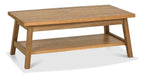 Rustic Oak Rectangular Low Coffee Table with Lower Shelf - Home Furniture Interiors