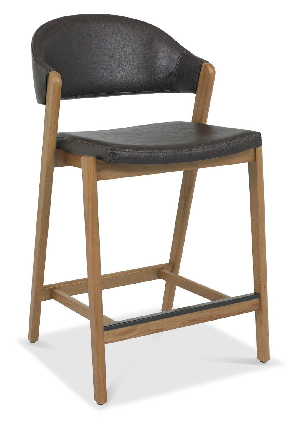 Old West Vintage Bonded Leather Bar Stool Rustic Oak Frame - Home Furniture Interiors